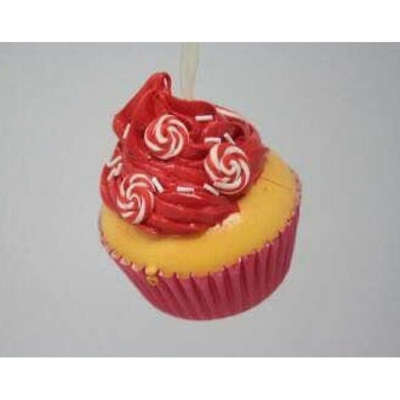 Kurt Adler foam cupcake cherry peppermint swirl christmas ornament - Picture 2 of 2
